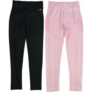 Reebok Girls 2-Pack Compression Athletic Pants, blackpink, Big Kids (8-20), M